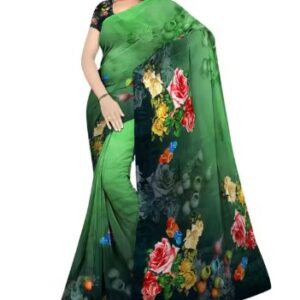 Private Label SILK MILLS DIGITAL SAREE Colour Green