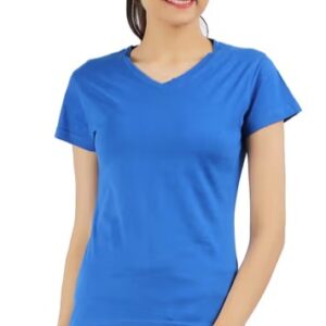 Private Label LIZA V Neck T Shirt with Short Sleeves 3XL Colour Blue