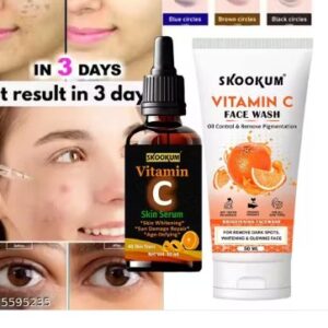 Skookum Vitamin c facewash 50ml and Vitamon C Serum 30ML For Oil Control combo pack