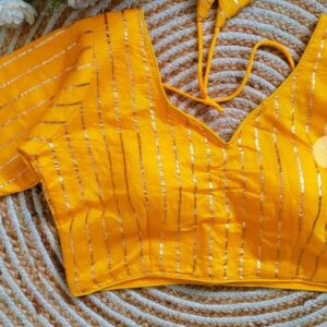 Private Label Beautiful Designer Chandri with Golden Zari Blouse Size 38 Colour Yellow