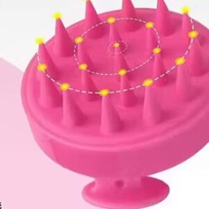 Private Label Hair Scalp Massager Shampoo Brush with Soft Silicone Bristles PINK COLOUR