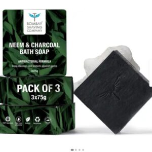 BOMBAY SHAVING COMPANY Men Neem and Charcoal Bath Soap pack of 3 75 g