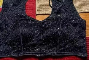 Private Label Trendy Black Sequin Padded Saree Blouse for Women colour black Free Size