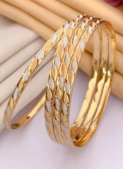 KALARAV Artistic Charm Bangles Set of 4 Gold Plated Bangles size 2 Point4