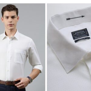 ARROW Men White Regular Fit Self Design Formal Shirt colour white Size 39