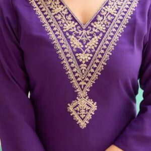 Private Label Embroidered Kurta Colour Purple Size Free Designer Kurti Pant without dupatta multicolour