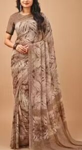 Private Label Daily Wear Printed Chiffon Saree with Blouse Piece for Women colour skin