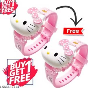 Private Label Kids Cartoon Hello Kitty Watch colour pink Buy 1 Get 1 Free