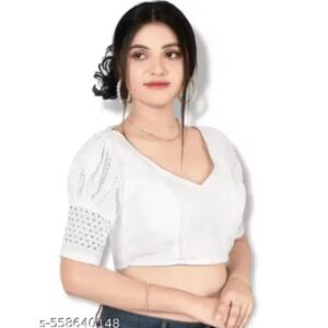 Private Label Designer Fancy Festive Special Hakoba Blouse free size white colour