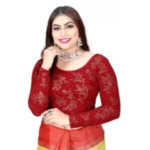 Private Label Party Wear Full Sleeve Blouse size 26 Red