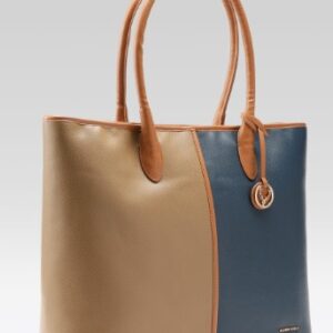 Allen Solly Colourblocked Structured Laptop Shoulder Bag 14 Inches BLUE BROWN COLOUR