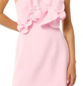 Forever New tessa flower mini dress size 12 colour pink