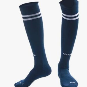 Total Knee Length Sports Socks for Football Soccer And More Durable Polyester Blend Long Socks Colour Navy Blue Size M