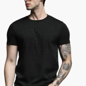 JACK and JONES Jack and Jones Black Oversized Round Neck Textured T Shirt size L