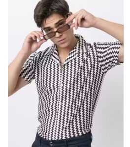 Private Label Crochet Netted Shirt For Men xl size blue colour