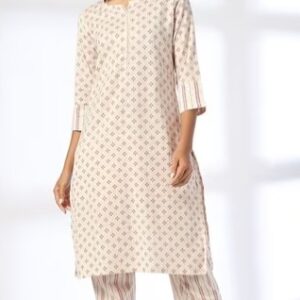 AVAASA Women Floral Print Straight Kurta and Pants Colour White Size XXL