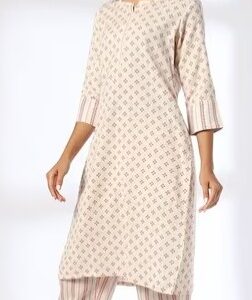 AVAASA Women Floral Print Straight Kurta and Pants Colour OffWhite Size S