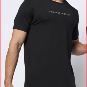 Performance Bonded Typographic Print Regular Fit Tshirt Colour Black Size XL