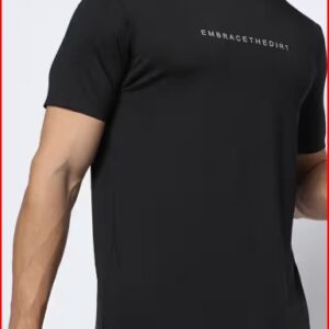 Performance Bonded Typographic Print Regular Fit Tshirt Colour Black Size M