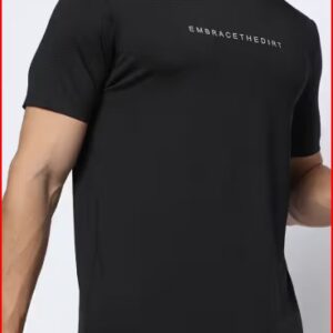 Performance Bonded Typographic Print Regular Fit Tshirt Colour Black Size L