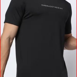 Performance Bonded Typographic Print Regular Fit Tshirt Colour Black Size L