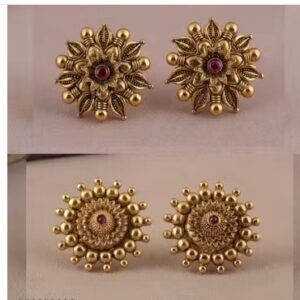 Private Label Stunning red stone antique gold stud earring PACK OF 2