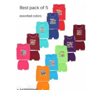 Private Label 5 Piece Multi Color Cotton T Shirt And Panties Set For Baby Boys And Girls Multicolour 5 6 Month