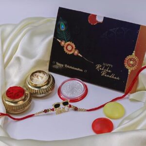 Private Label Rakhi Set WITH SILVER COLOUR DISH