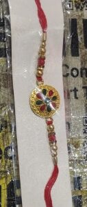 Private Label Designer Rakhi with Red Beads MULTICOLOR