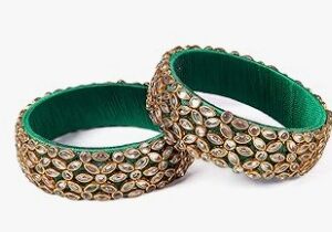 Private Label Silk Thread Bangle Kada for Women Dark Green