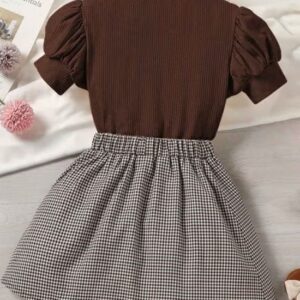 Private Label Girls Checked Fit and Flared Dress size 8 colour brown