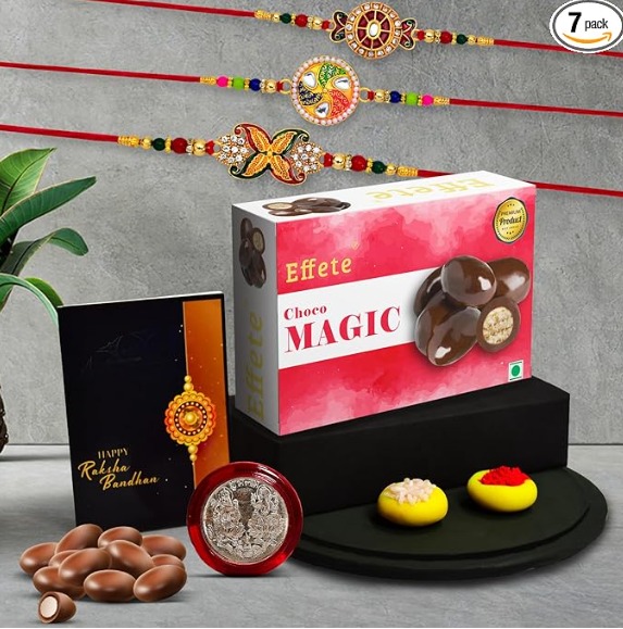 Private Label DeoDap Rakhi Chocolate Magic 32gm Rakhi for brother with gift Fancy Rakhis for men stylish rakhi combo for brother Set of 5 Rakhi Effete Chocolate