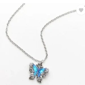 Private Label Elegant And Fahionable Pendant Necklace For Men And Women Blue Pink Butterfly