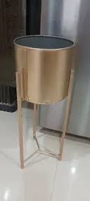 Sonam Handicraft Planter Living Room Balcony Flower Pot Without Plate Gold 20 Inch