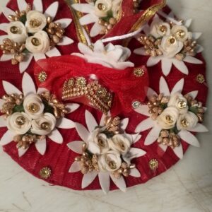 Red Colour Flower Dress For Laddu Gopal Ji Size 3