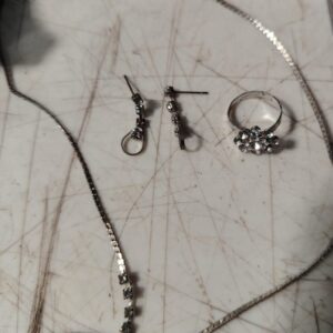 White Silver Necklace Set For Women