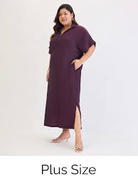Femella Deep Purple Cotton Linen Maxi Shirt For Women Size L