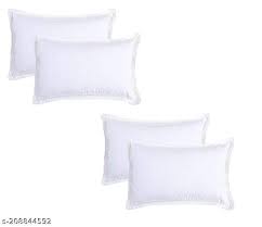 White Plain Cotton Pillow Covers With Zip Pack Of 6