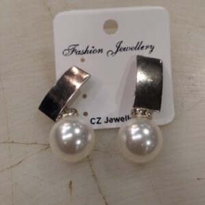 Silver Plated White Pearl Earrings For Women