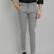 Check Pants For Men Colour Grey Size 28