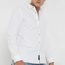 Gas White Cotton Shirt For Men Size L