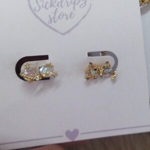 Sickdropz Store Golden Color Stone Design Earrings Set Of 2