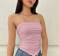 Savana Light Pink Color Slit Tube Top Size S