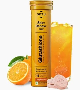 Setu Skin Renew Fizz Glutathione Orange Flavour 15 Tablets