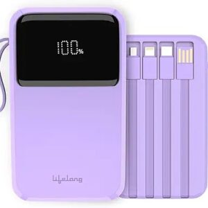 Lifelong Electronics 20000Mah 22 Point 5W Fast Charging Power Bank 3 Inputs Built Usb Cable Lightning Type C Port
