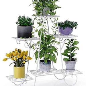 Multi Tier Iron Metal Plant Stand Balcony Indoor Plant Holder 6 Tier White Colour