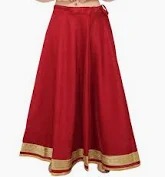 Studio Shringaar Women Polyester Lehenga Skirt Red Colour Size Xxl