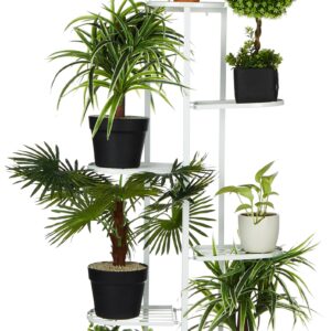 7 Tier Metal Potted Flower Pot Stand White