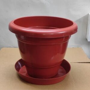 Red Plastic Pot Plate For Home Size 6 Inch Pack Of 4