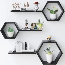 Wooden Square Floating Shelves Wall Mount Set Of 6